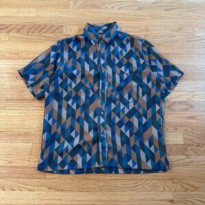 SHIPS Japan Geometric Mesh Shirt Medium